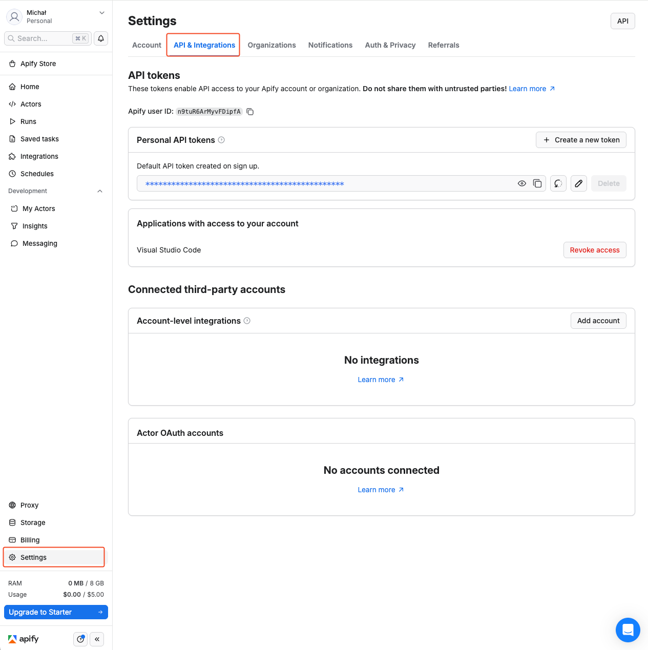 Apify Console sign-up page with email, Gmail, and GitHub sign-up options